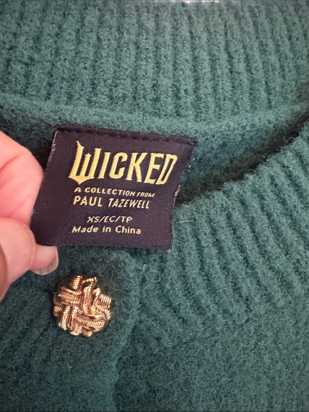 Wicked Graphic Cardigan Ariana Grande Paul Tazewell x Target Green Gold Size XS - Picture 3 of 12